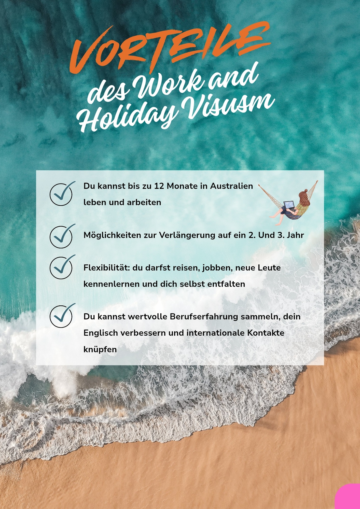 Vorteile Work and Holiday Visum